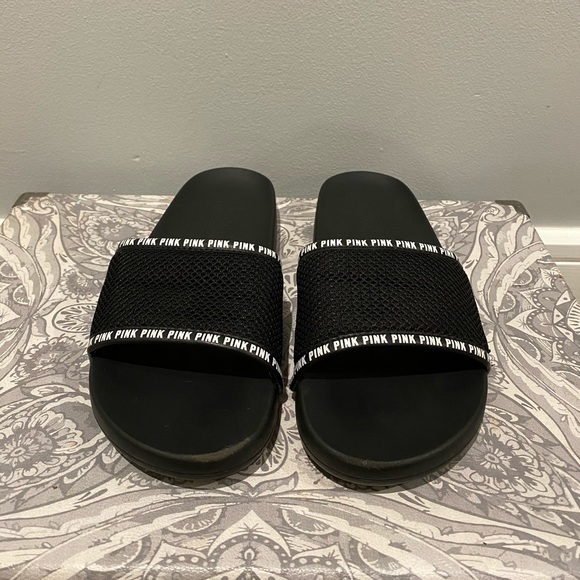 PINK Victoria's Secret Shoes - PINK black slides